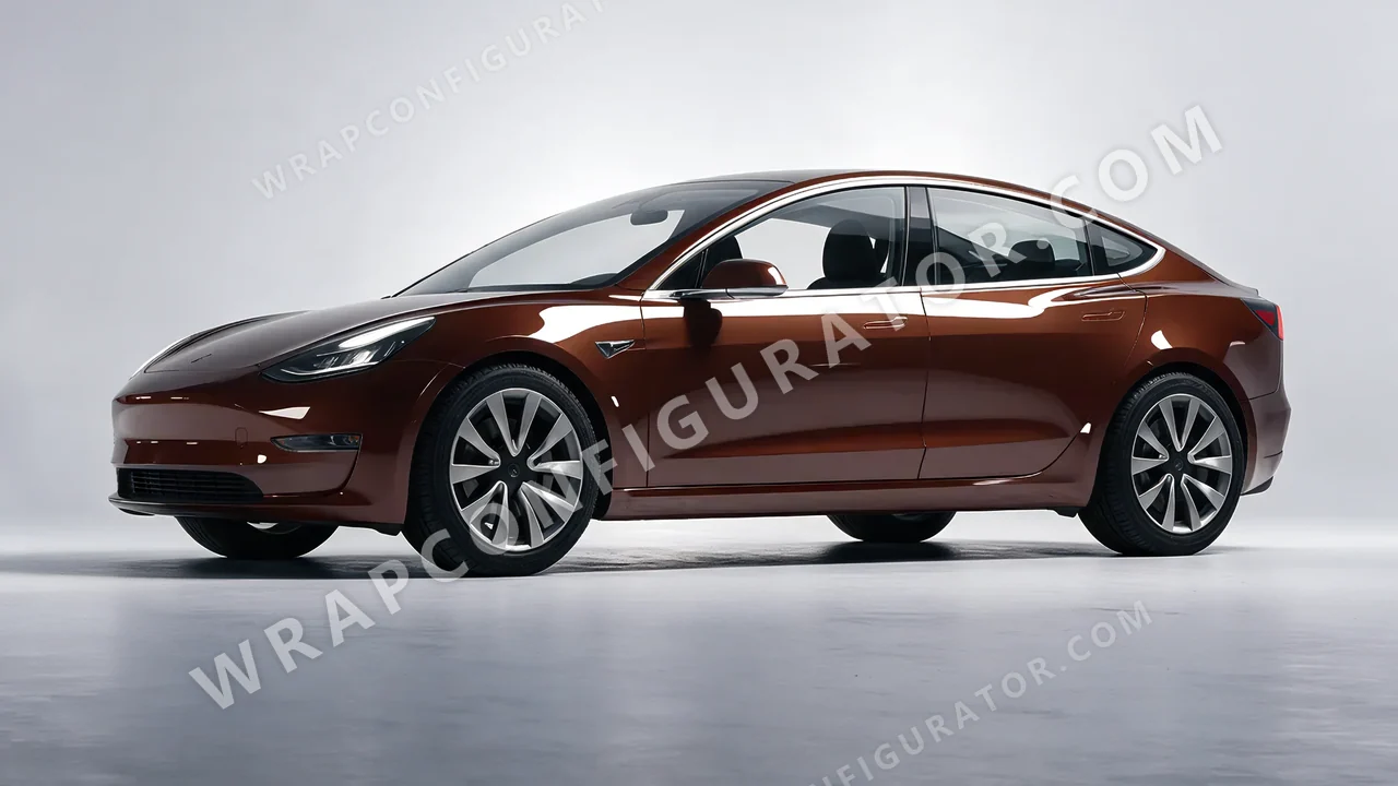 Brown Tesla Model 3 2019 wrapped in Inozetek Dynamic PPF DDE Chocolate DDE103
