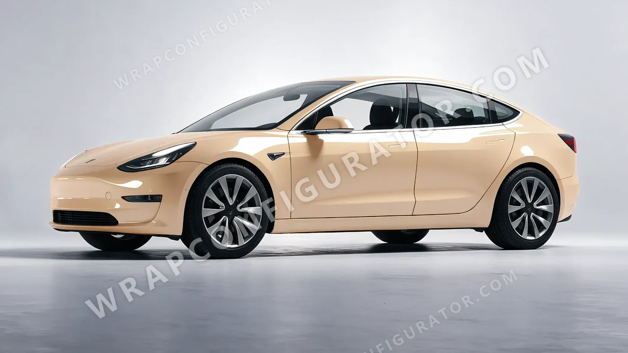 Brown Tesla Model 3 2019 wrapped in Inozetek Dynamic PPF Sand Dune DPPF919