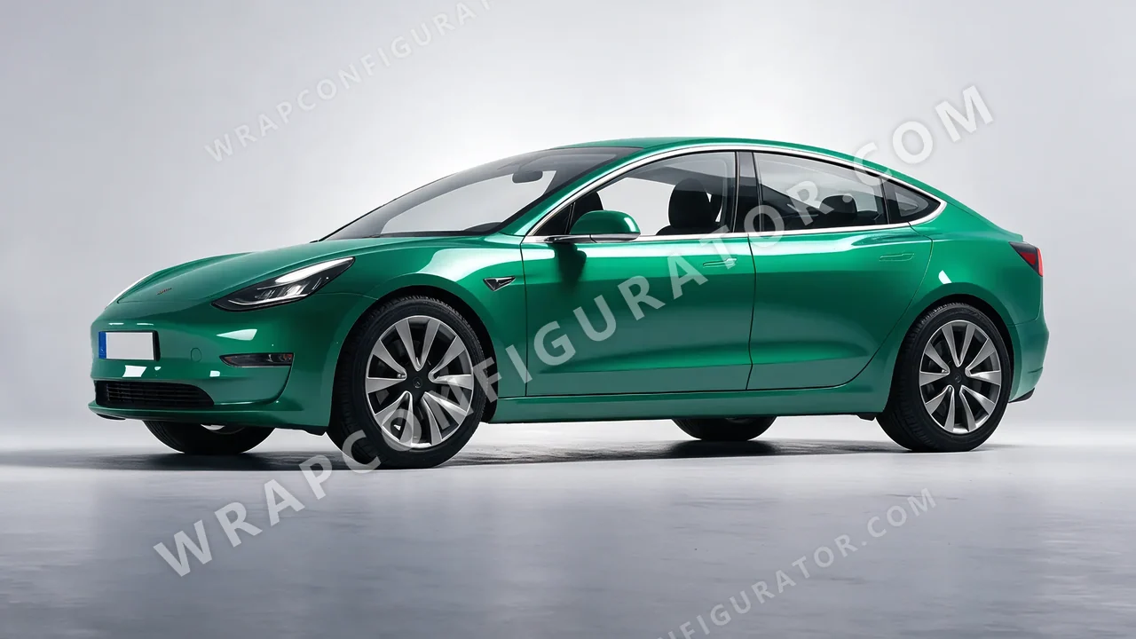 Green Tesla Model 3 2019 wrapped in Avery Dennison Emerald Green SW900-771-O