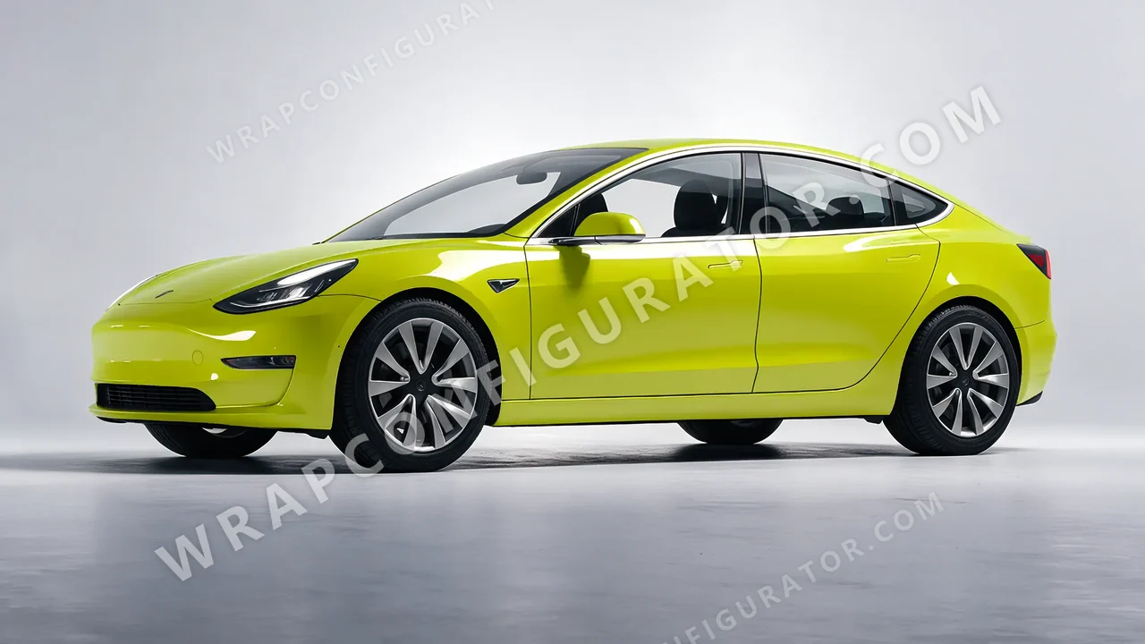 Green Tesla Model 3 2019 wrapped in Avery Dennison Lime Green SW900-731-O