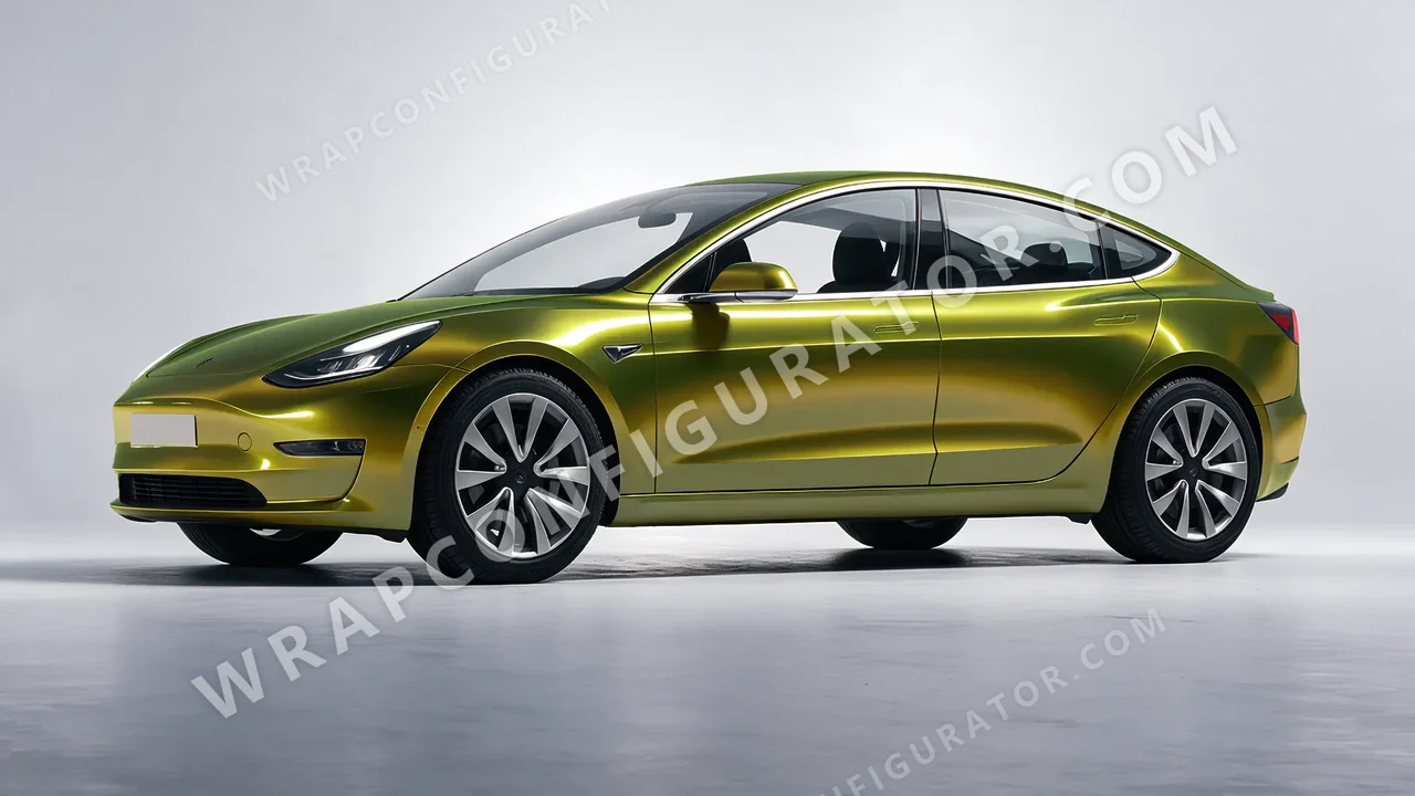 Green Tesla Model 3 2019 wrapped in Colourshield PPF by HyperPro Ghost Green MSF14G-P