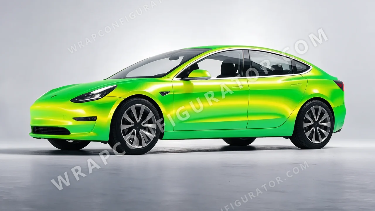 Green Tesla Model 3 2019 wrapped in Colourshield PPF by HyperPro Green GSF02-P