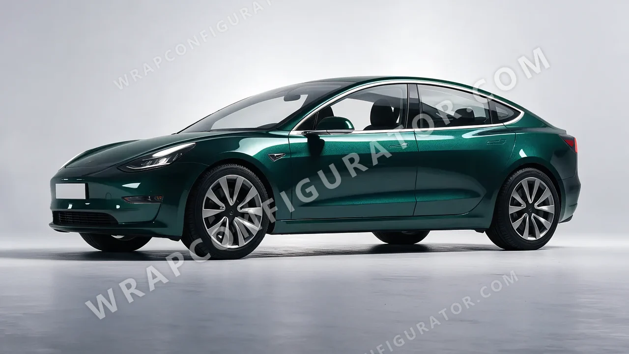 Green Tesla Model 3 2019 wrapped in Colourshield PPF by HyperPro Green HGM59-P