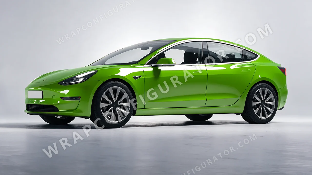 Green Tesla Model 3 2019 wrapped in Colourshield PPF by HyperPro Kelly Green HGF30-P