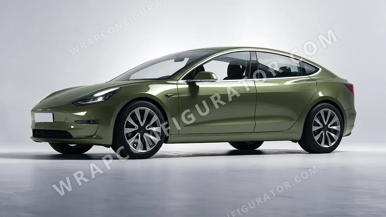 Green Tesla Model 3 2019 wrapped in Colourshield PPF by HyperPro Laurel Green HGM53-P