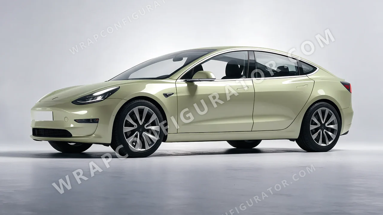 Green Tesla Model 3 2019 wrapped in Colourshield PPF by HyperPro Light Laurel Green HGM66-P