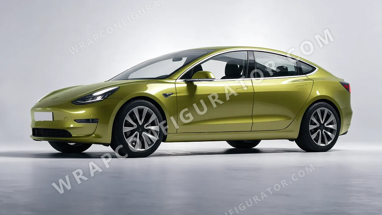 Green Tesla Model 3 2019 wrapped in Colourshield PPF by HyperPro Olive Green HGM25-P