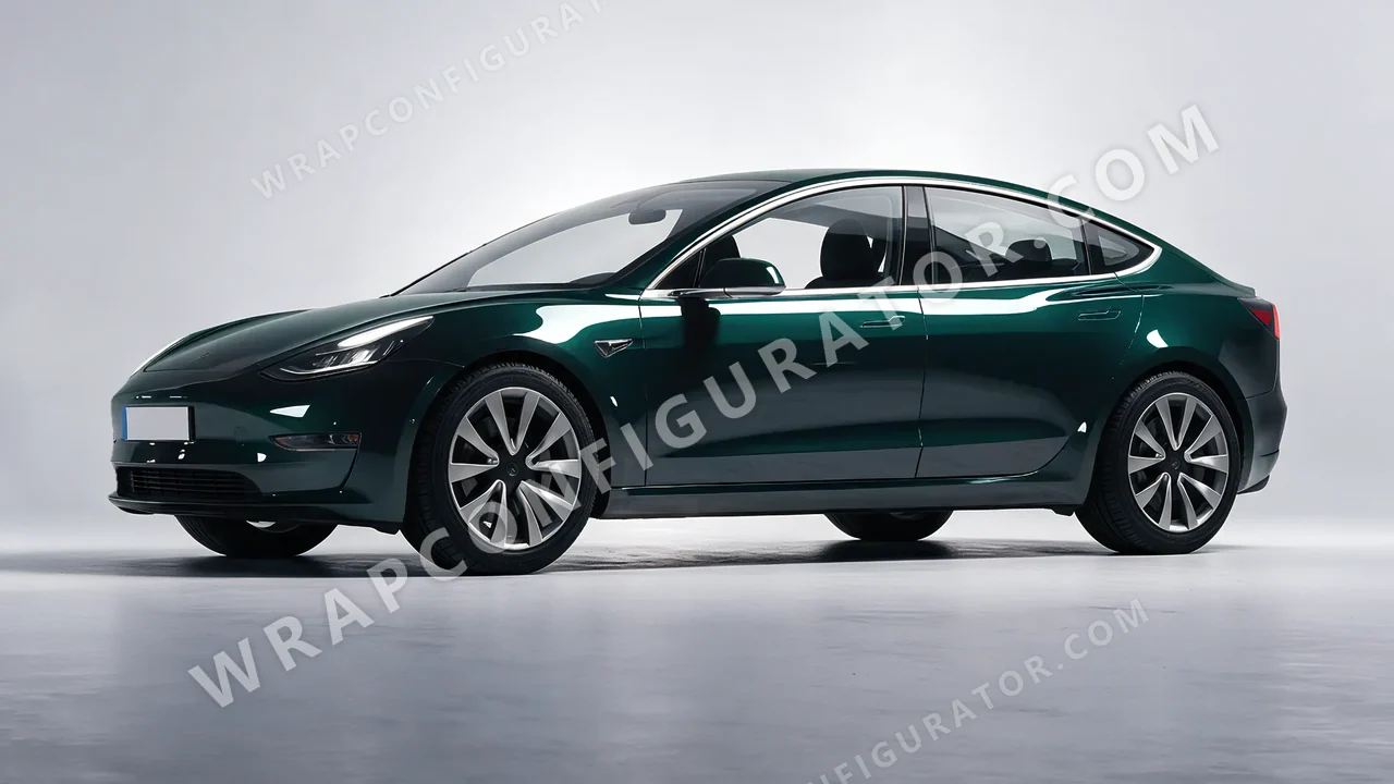 Green Tesla Model 3 2019 wrapped in Colourshield PPF by HyperPro Sacramento Green HGF35-P