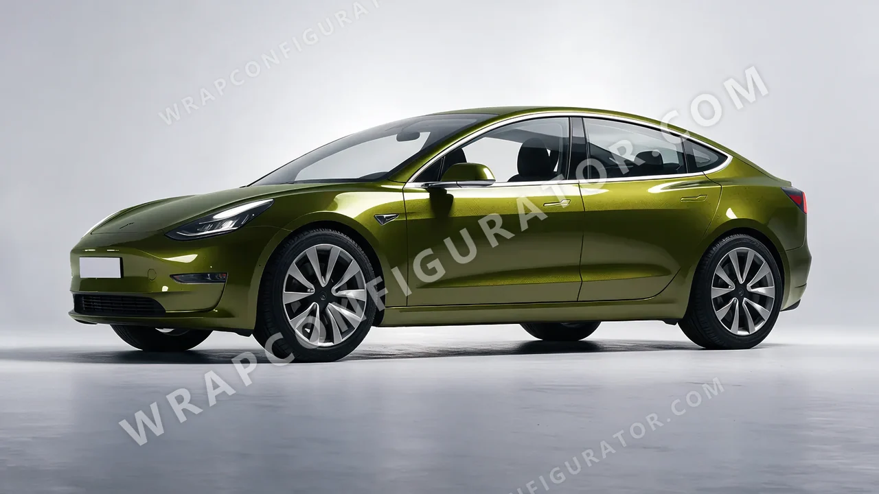 Green Tesla Model 3 2019 wrapped in Colourshield PPF by HyperPro Seaweed Green HGM47-P