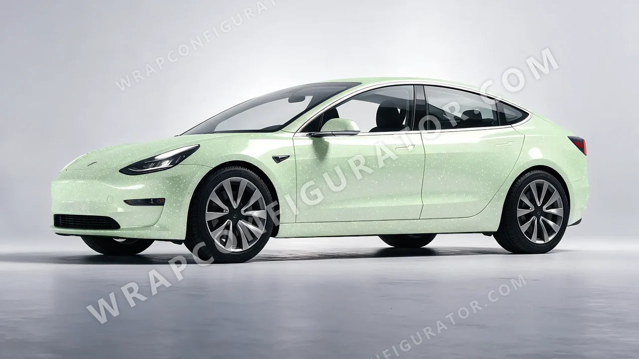 Green Tesla Model 3 2019 wrapped in Colourshield PPF by HyperPro Spring Green GPF08-P
