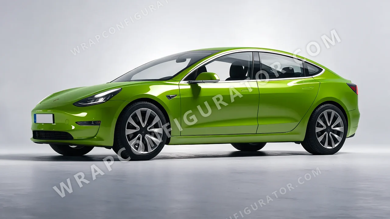 Green Tesla Model 3 2019 wrapped in Inozetek Dynamic PPF Drift HQ Java Green DHQ999
