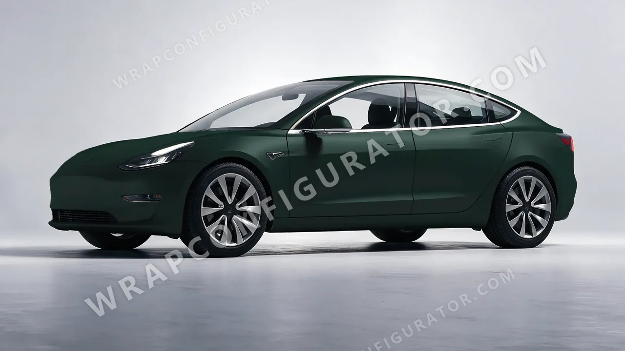 Green Tesla Model 3 2019 wrapped in KPMF Frozen Emerald Matt K75577
