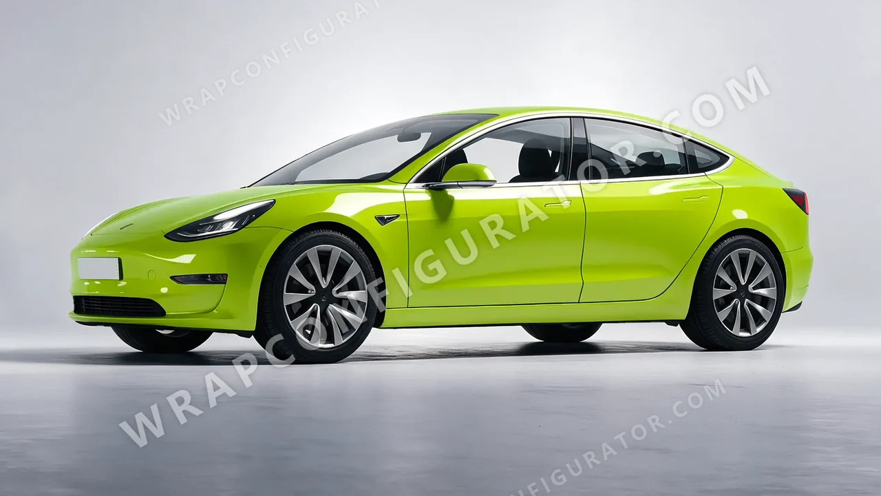 Green Tesla Model 3 2019 wrapped in KPMF Surge Green K75438