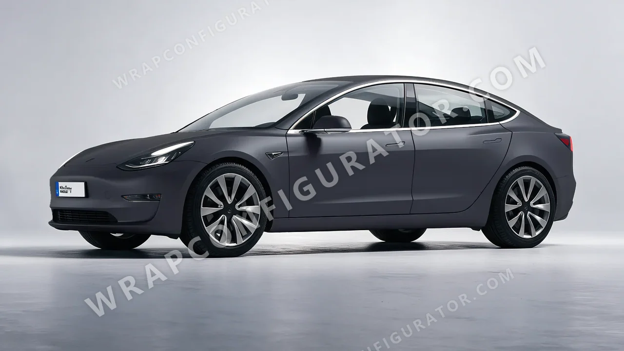 Grey Tesla Model 3 2019 wrapped in 3M Matte Dark Gray M261