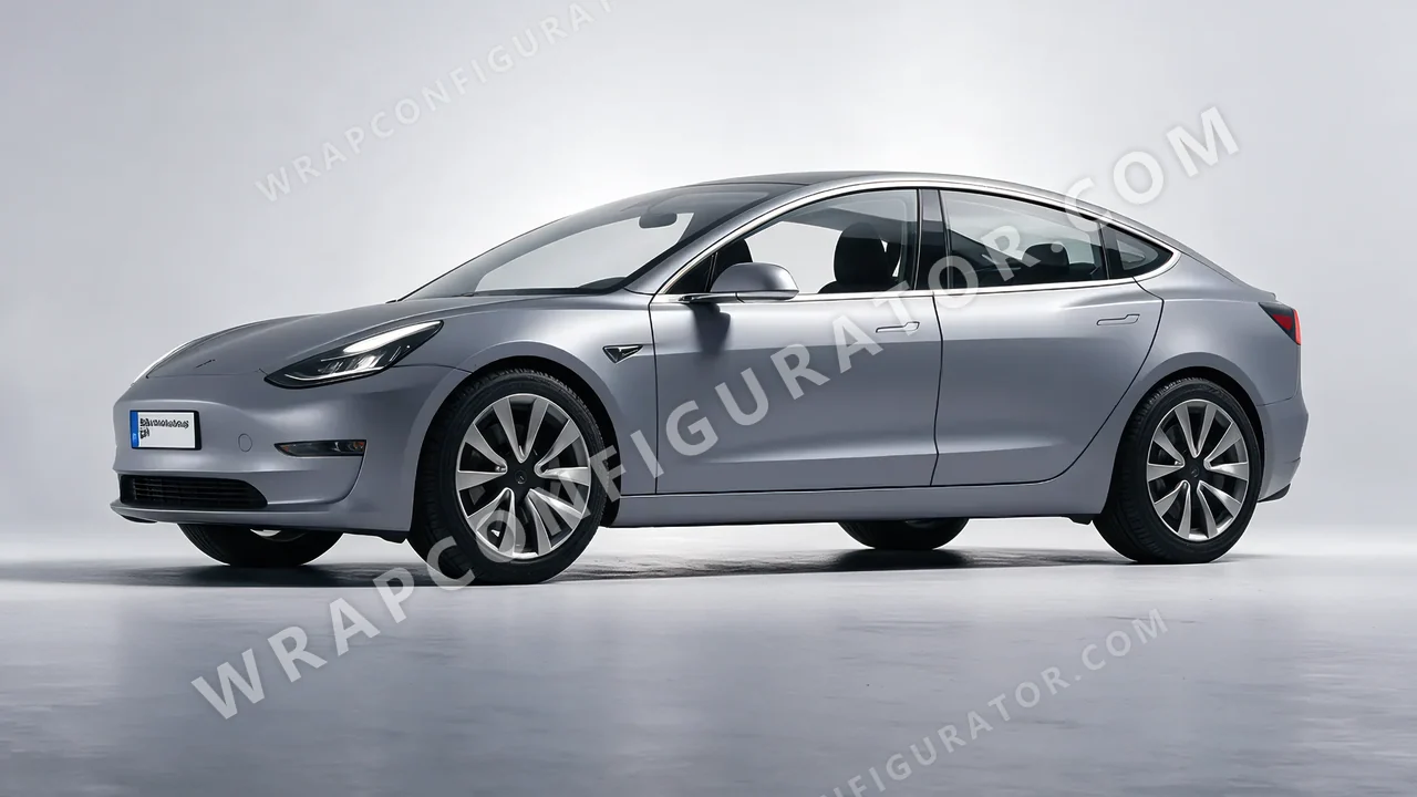 Grey Tesla Model 3 2019 wrapped in 3M Satin Battleship Gray S51