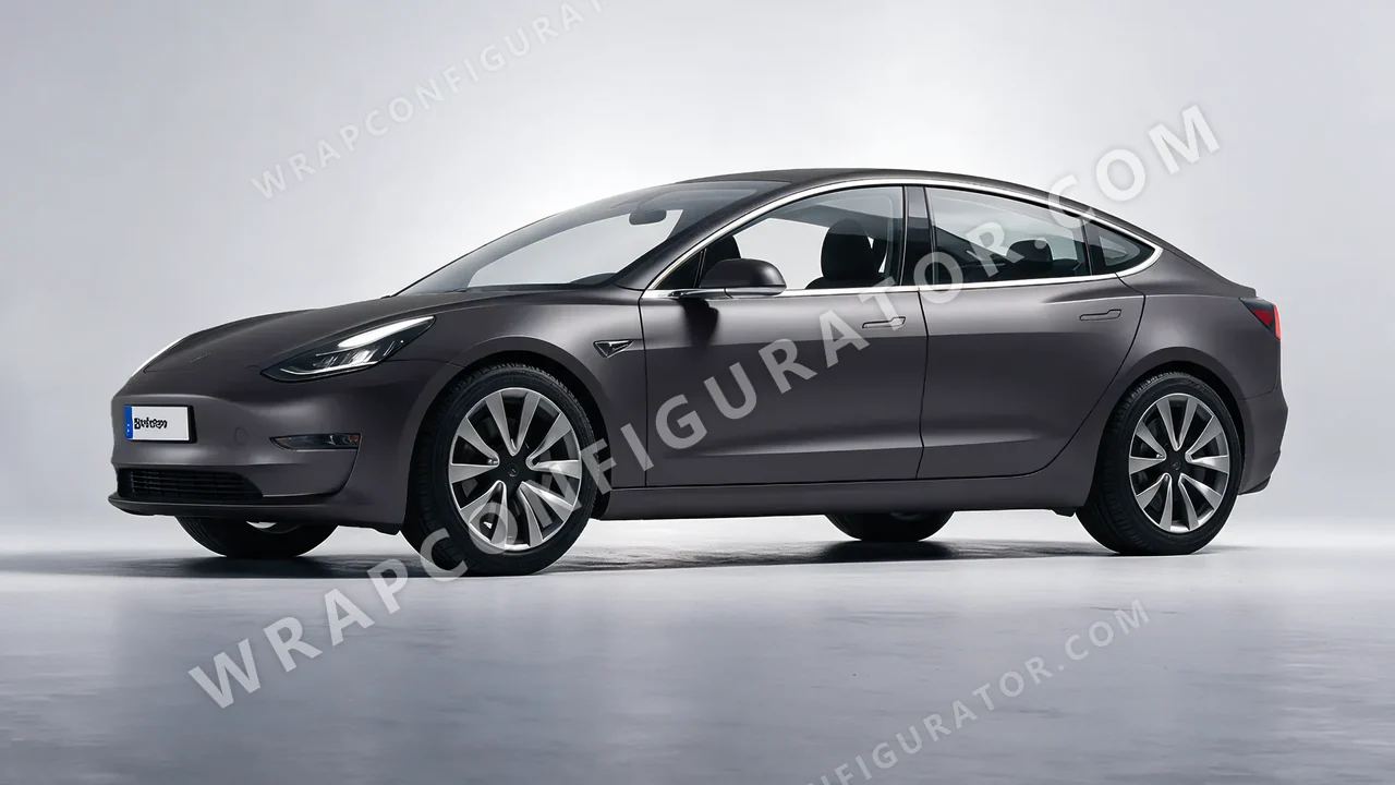 Grey Tesla Model 3 2019 wrapped in 3M Satin Dark Gray S261