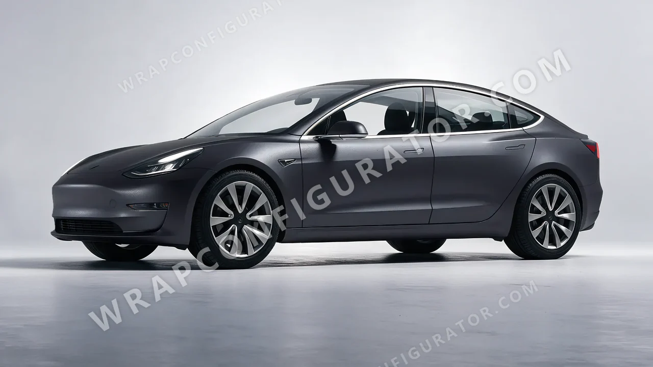 Grey Tesla Model 3 2019 wrapped in Avery Dennison Anthracite SW900-858-M
