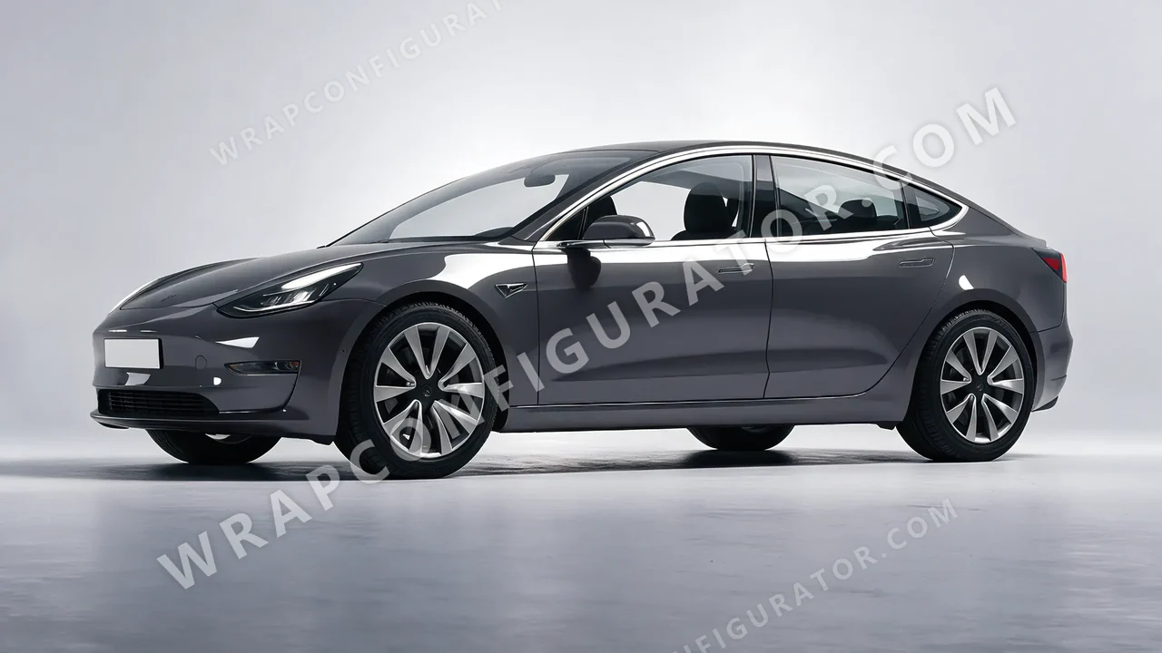 Grey Tesla Model 3 2019 wrapped in Avery Dennison Dark Grey SW900-865-O