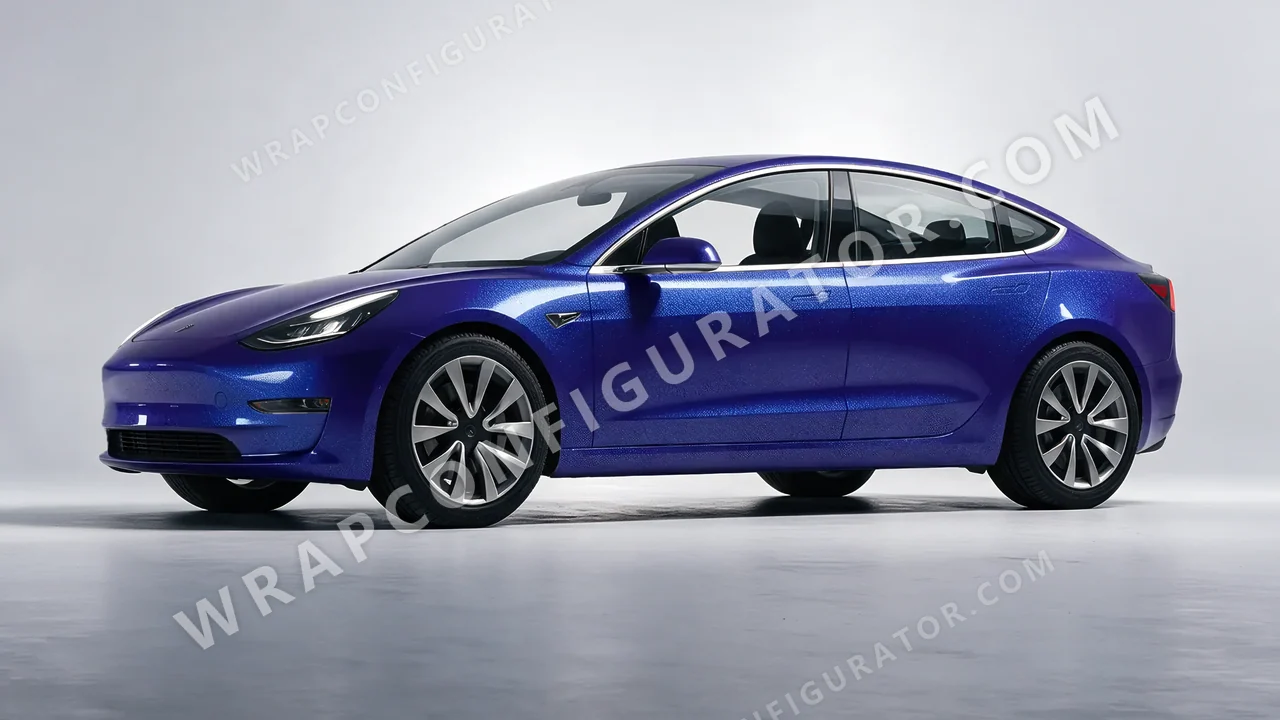 Grey Tesla Model 3 2019 wrapped in Avery Dennison Magnetic Burst SW900-679-M
