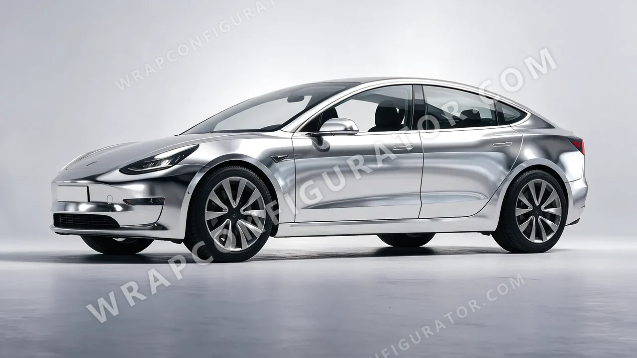 Grey Tesla Model 3 2019 wrapped in Avery Dennison Silver SF100-843-S