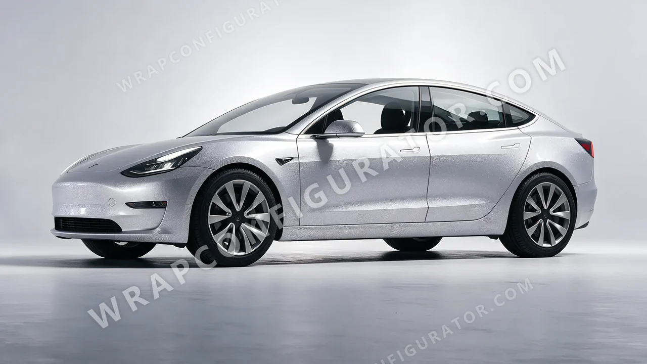 Grey Tesla Model 3 2019 wrapped in Avery Dennison Silver SW900-803-M