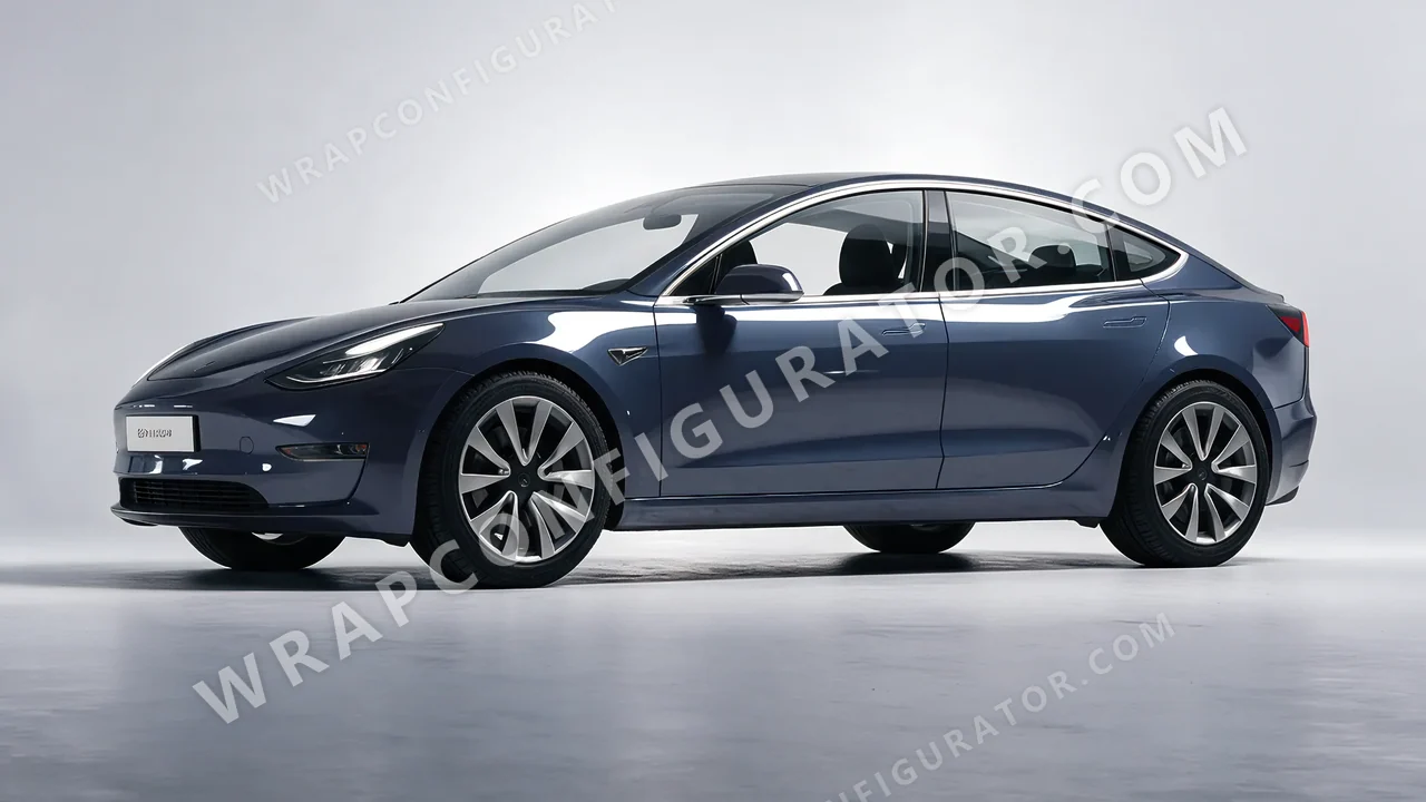 Grey Tesla Model 3 2019 wrapped in Inozetek Dynamic PPF Blue Graphite Grey DPPF927