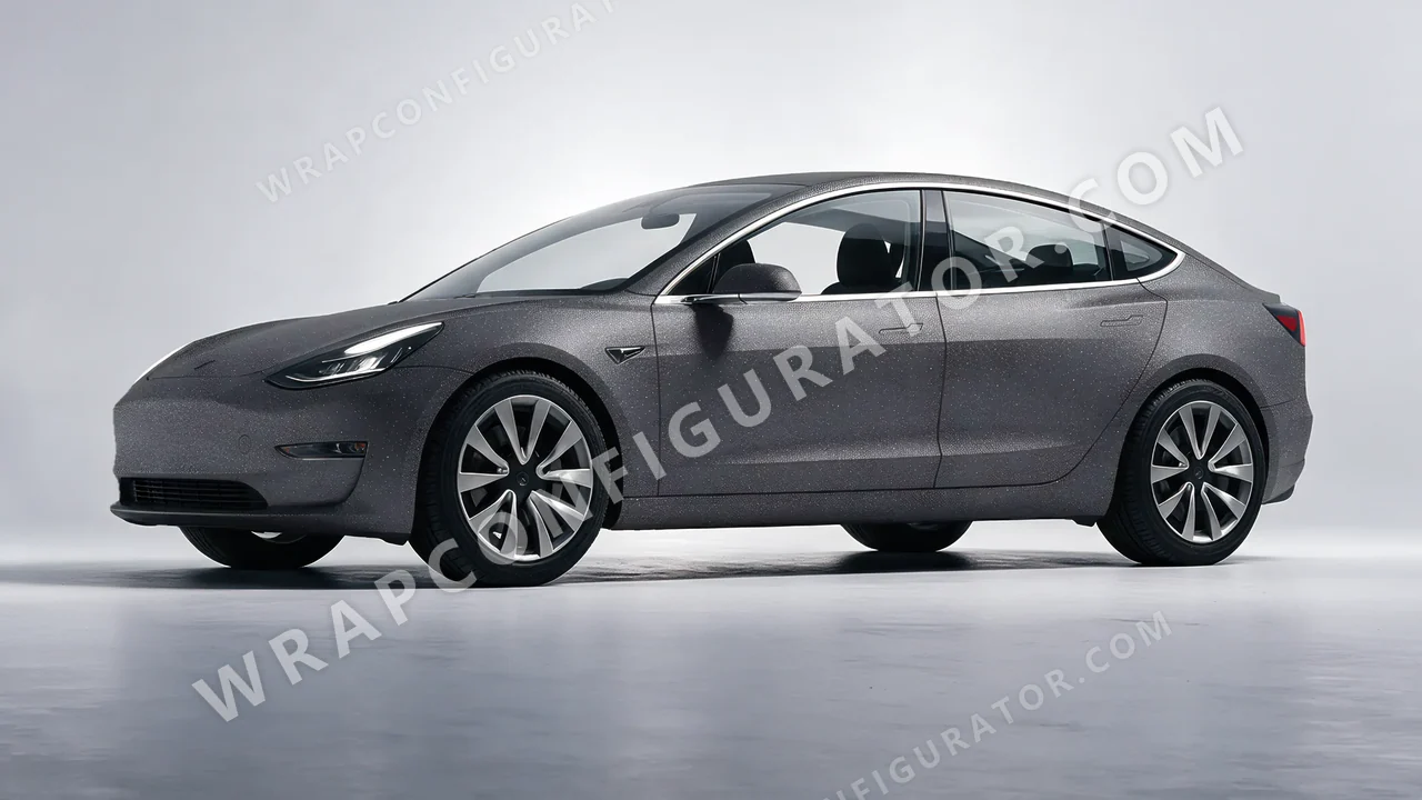 Grey Tesla Model 3 2019 wrapped in KPMF Dark Grey Matt K89015