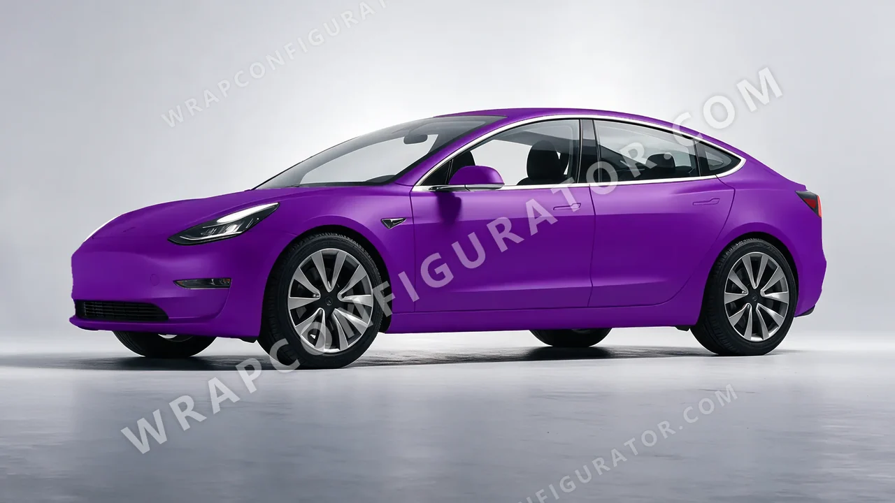 Grey Tesla Model 3 2019 wrapped in KPMF Matt Iced Amethyst Titanium K75568