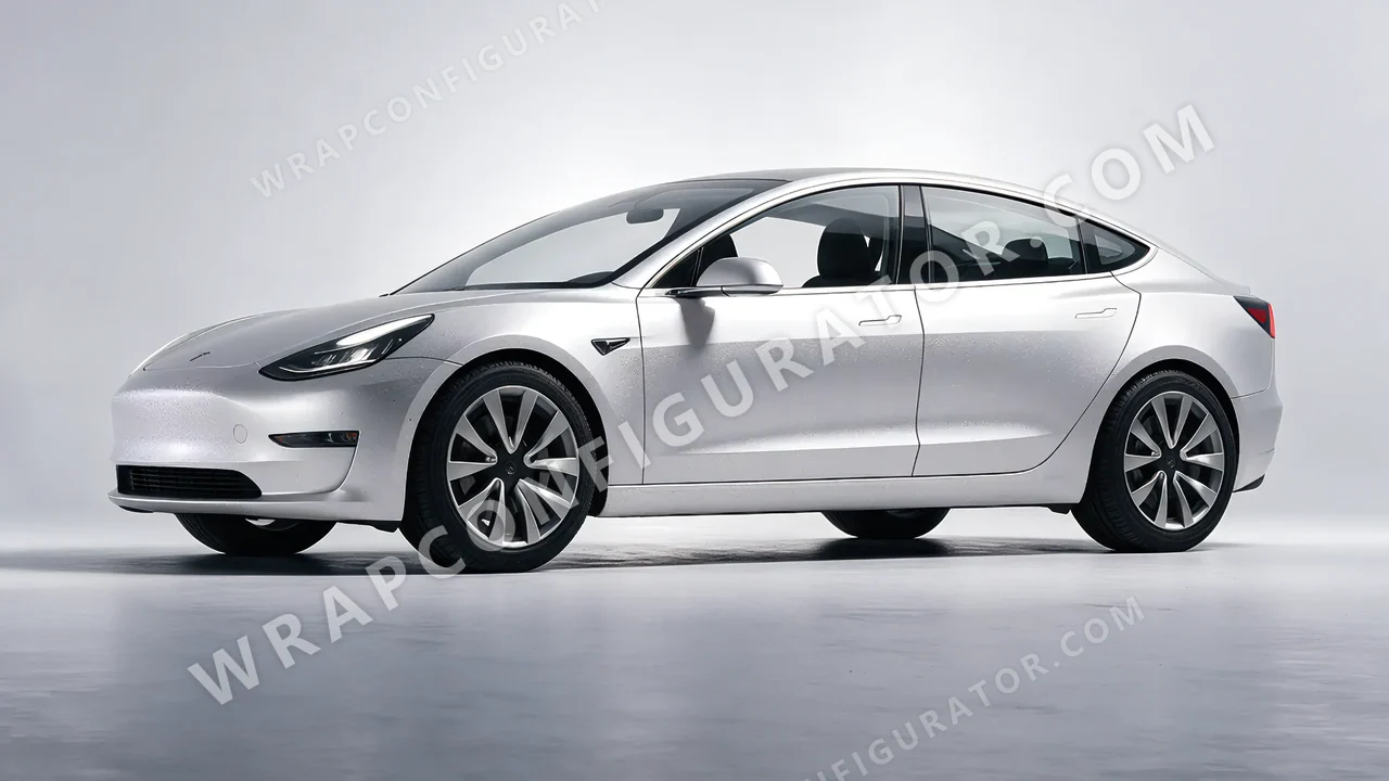 Grey Tesla Model 3 2019 wrapped in KPMF Matt Iced Silver Titanium K75501