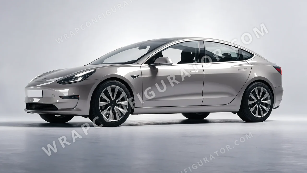 Grey Tesla Model 3 2019 wrapped in ORACAL Aluminium 970RA-908G