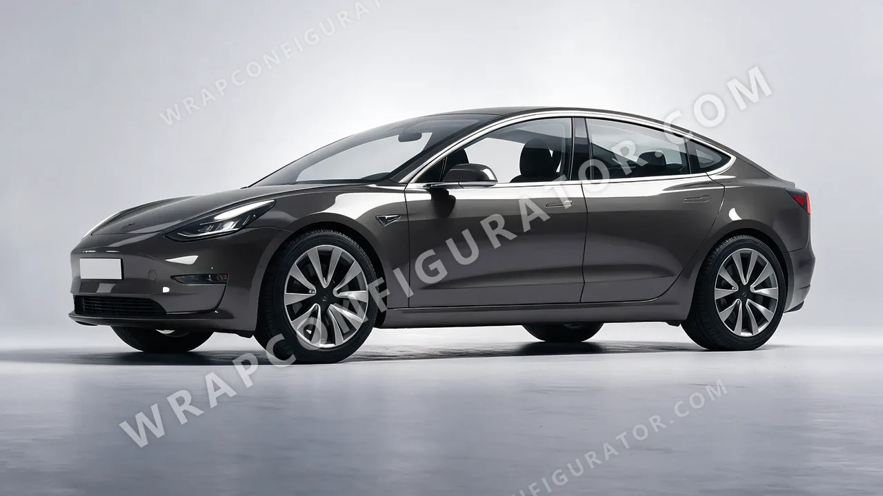 Grey Tesla Model 3 2019 wrapped in ORACAL Anthracite 970RA-093G