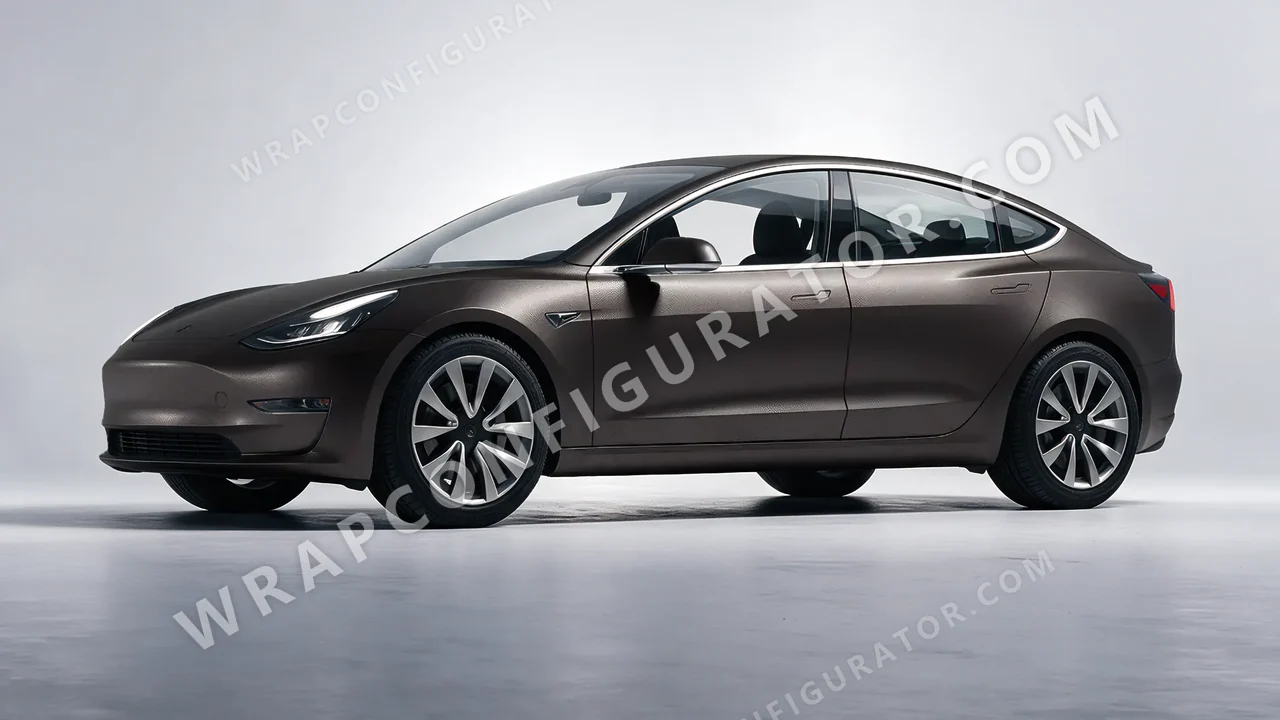 Grey Tesla Model 3 2019 wrapped in ORACAL Anthracite 970RA-093M