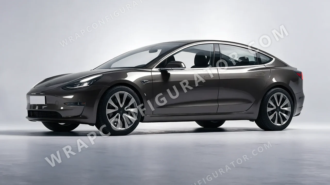 Grey Tesla Model 3 2019 wrapped in ORACAL Charcoal 970RA-937G