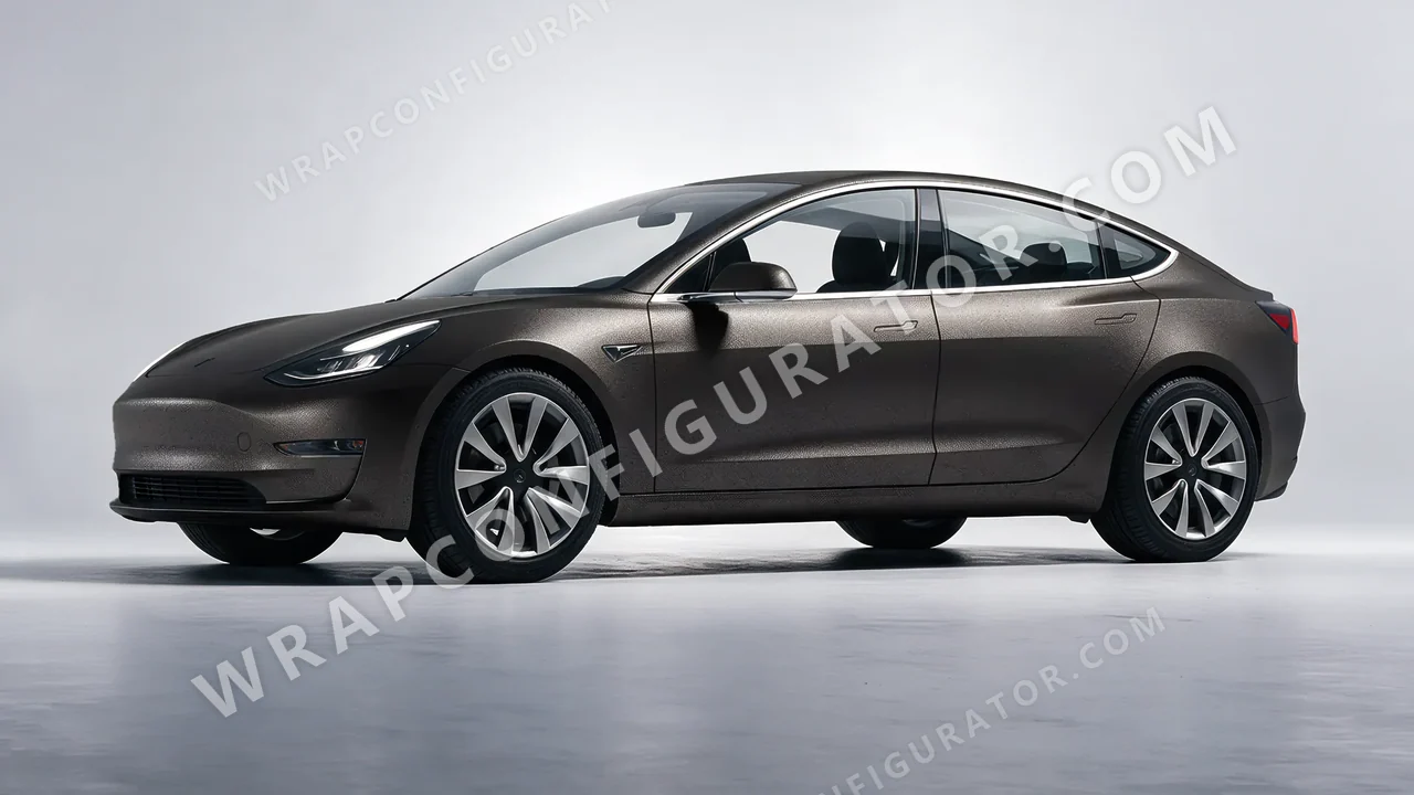 Grey Tesla Model 3 2019 wrapped in ORACAL Charcoal 970RA-937M