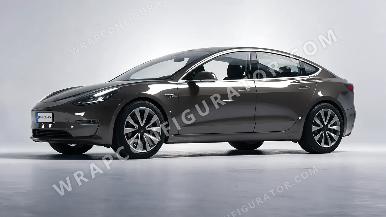 Grey Tesla Model 3 2019 wrapped in ORACAL Dark Grey 970RA-073G