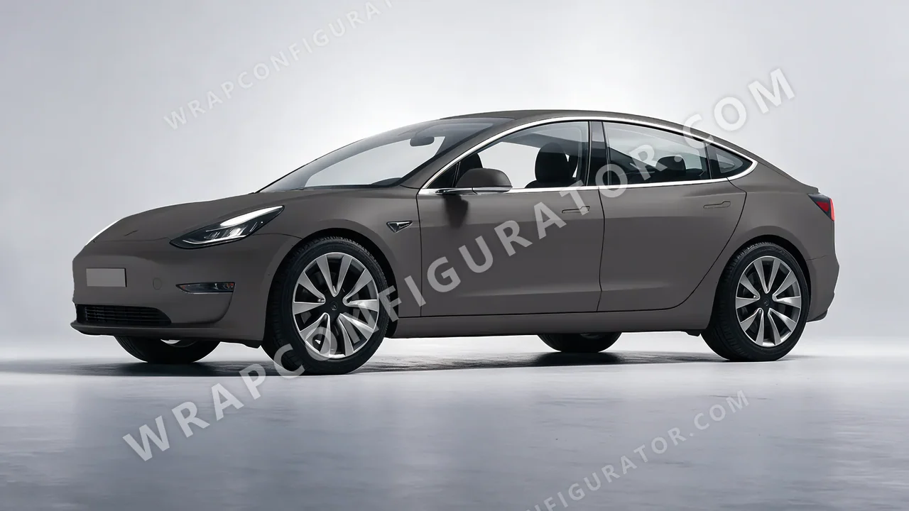 Grey Tesla Model 3 2019 wrapped in ORACAL Dark Grey 970RA-073M