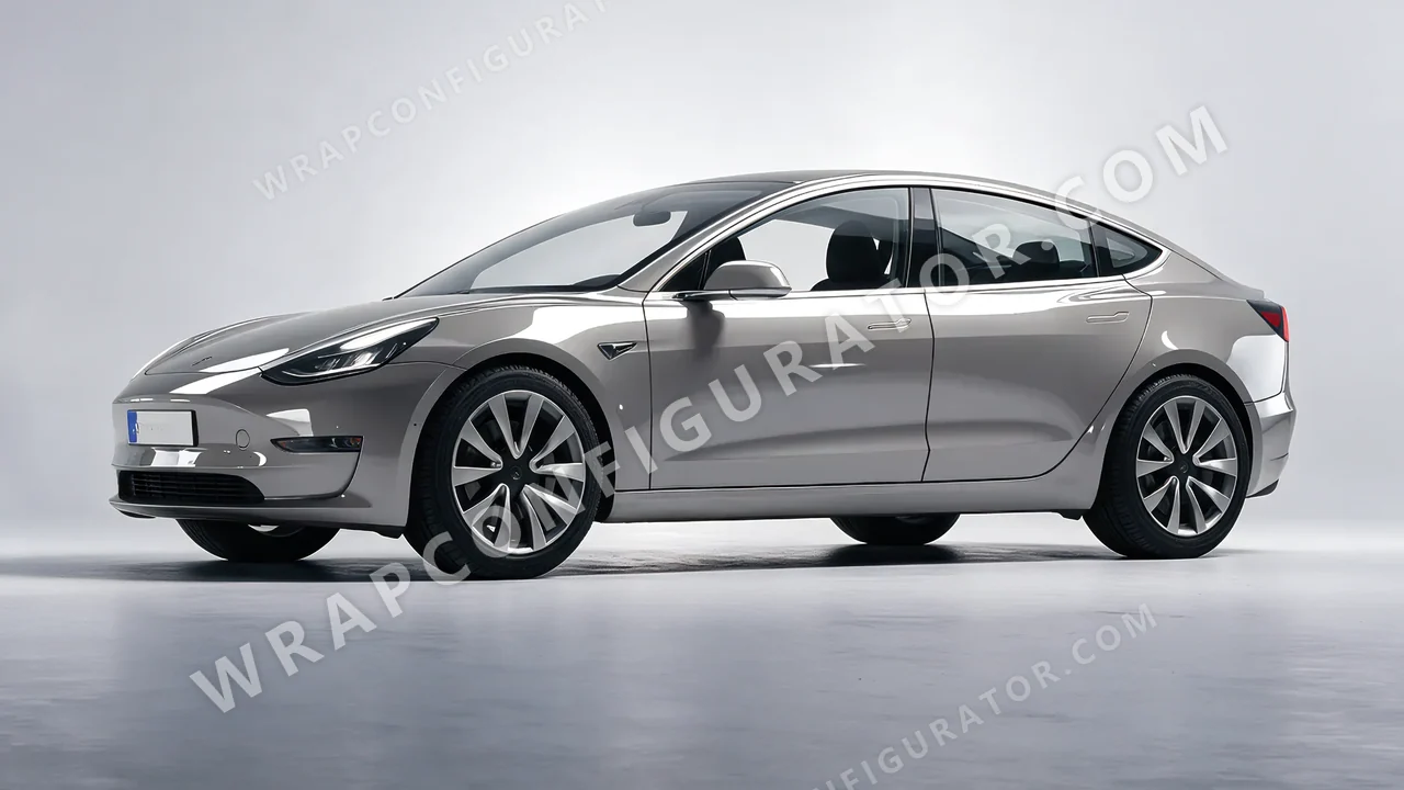 Grey Tesla Model 3 2019 wrapped in ORACAL Simple Grey 970RA-730G