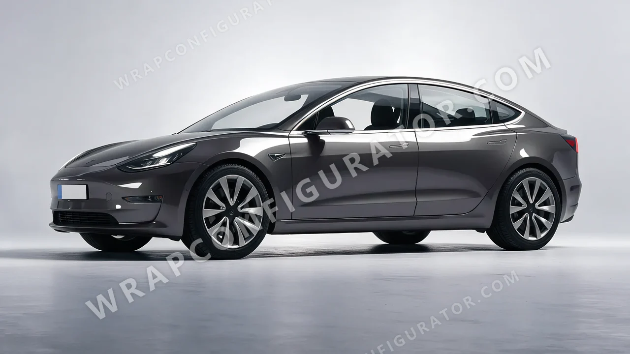 Grey Tesla Model 3 2019 wrapped in ORACAL Steel 970RA-795G