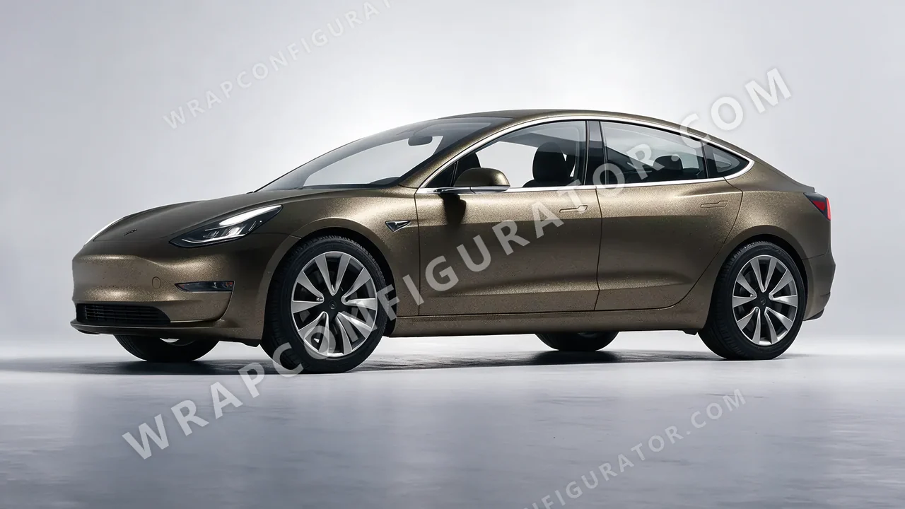 Orange Tesla Model 3 2019 wrapped in KPMF Matt Nero Flare K75556