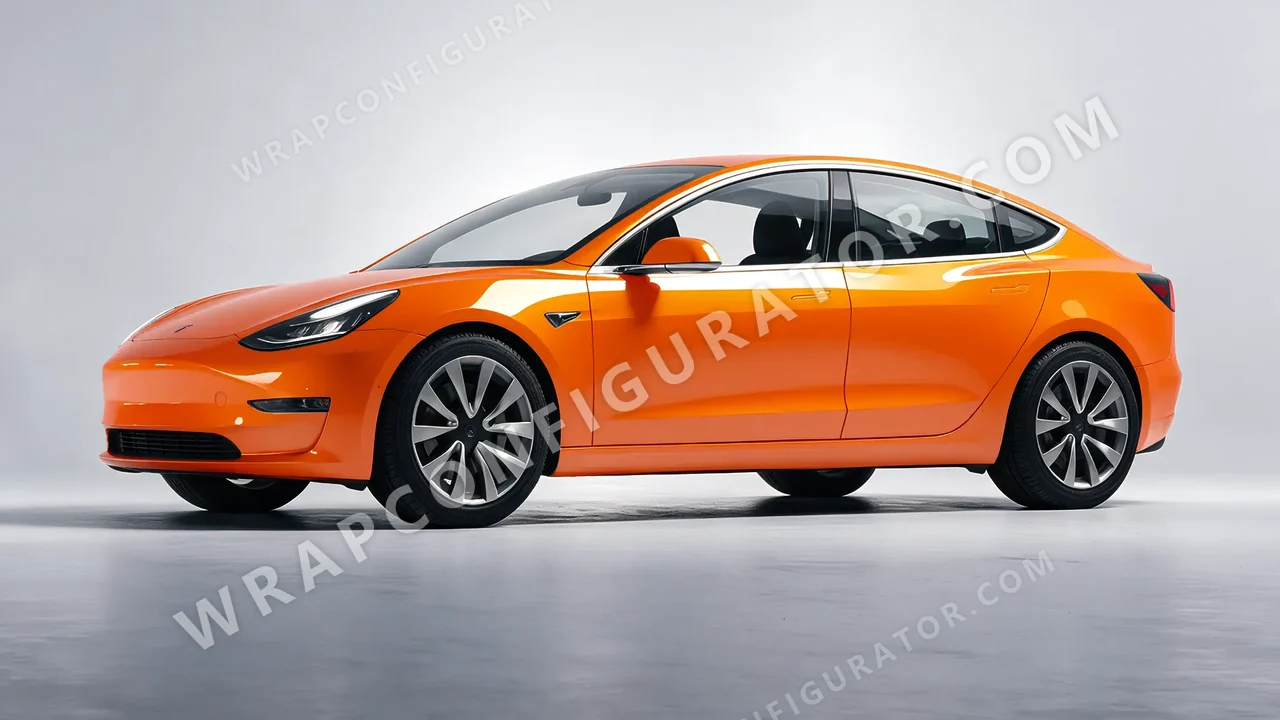 Orange Tesla Model 3 2019 wrapped in ORACAL Daggi Orange 970RA-363G