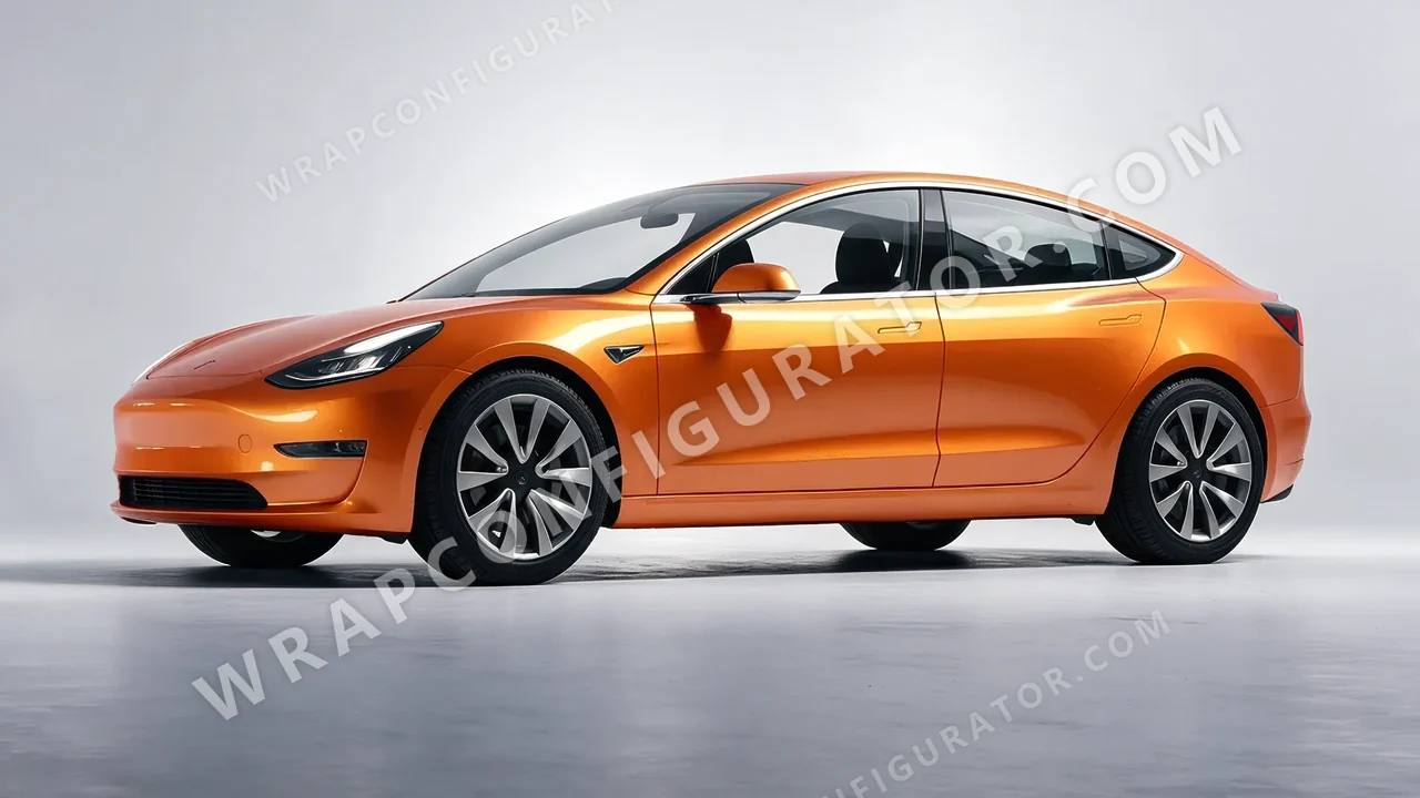 Orange Tesla Model 3 2019 wrapped in ORACAL Mandarin 970RA-300G