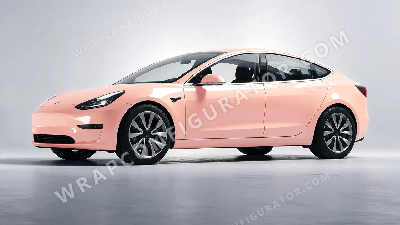 Pink Tesla Model 3 2019 wrapped in Colourshield PPF by HyperPro Cherry Pink HGF75-P