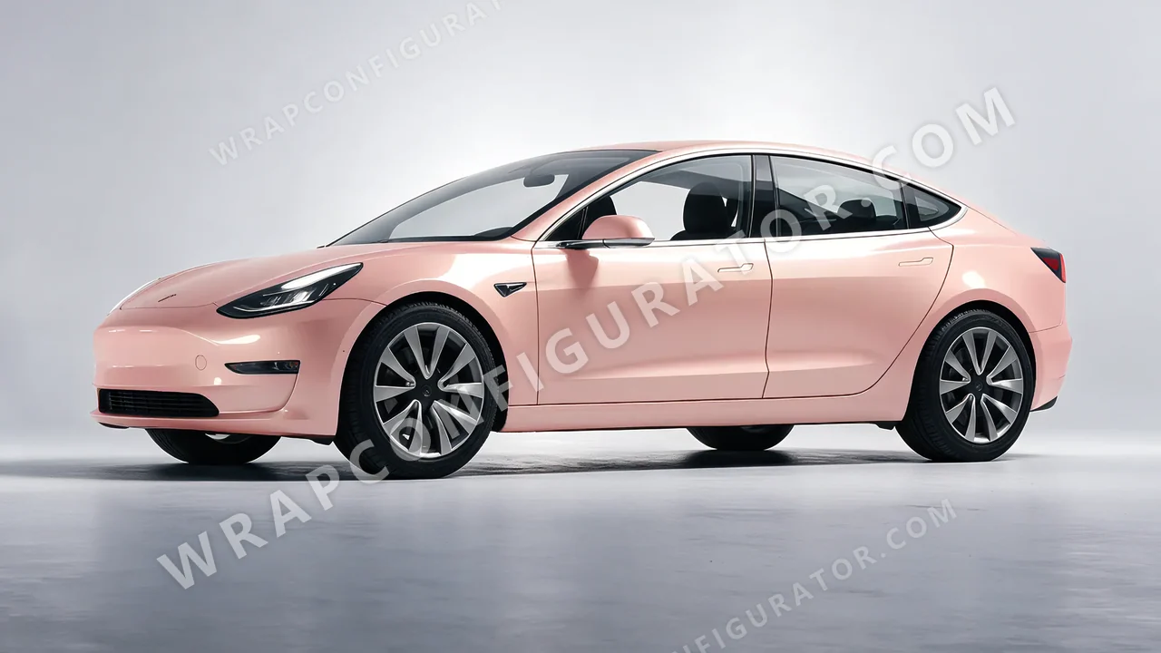 Pink Tesla Model 3 2019 wrapped in Inozetek Dynamic PPF Blush Pink DPPF918