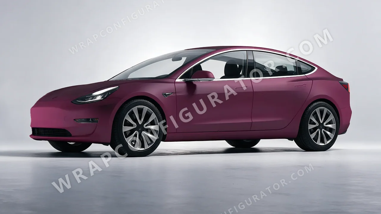 Pink Tesla Model 3 2019 wrapped in KPMF Frozen Mystic Pink Matt K75575