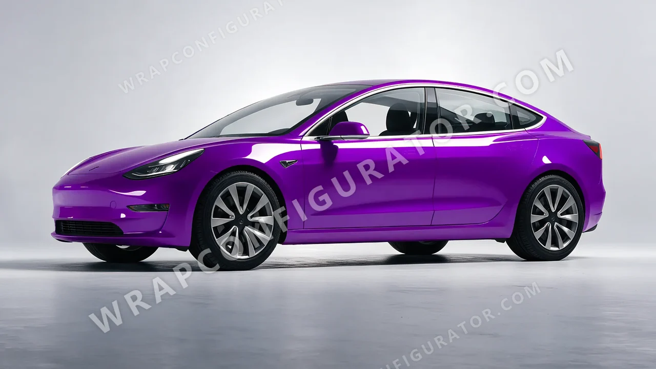 Purple Tesla Model 3 2019 wrapped in 3M Plum Explosion 2.0 HGP258