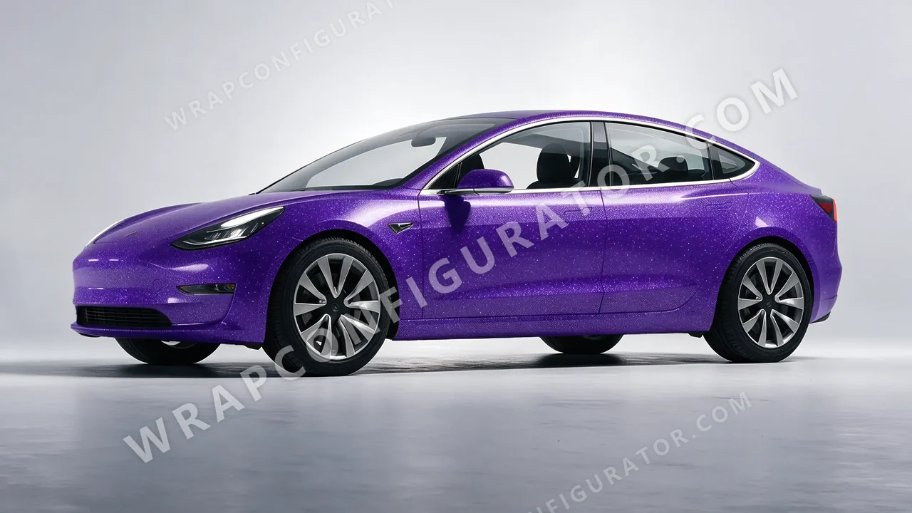 Purple Tesla Model 3 2019 wrapped in Avery Dennison Purple SW900-587-D