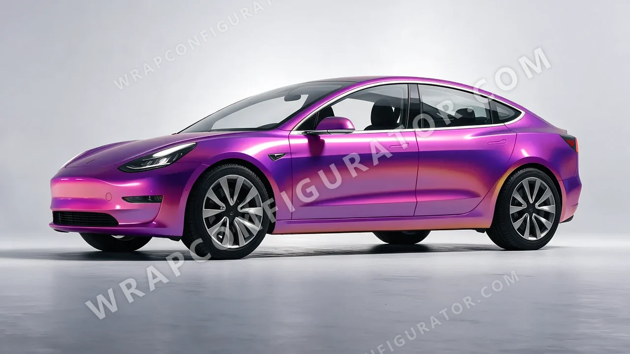 Purple Tesla Model 3 2019 wrapped in Colourshield PPF by HyperPro Afterglow Purple GB03-P