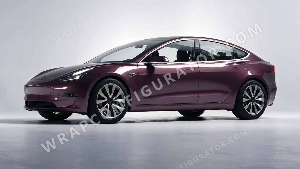 Purple Tesla Model 3 2019 wrapped in Colourshield PPF by HyperPro Faded Purple GAF57-P