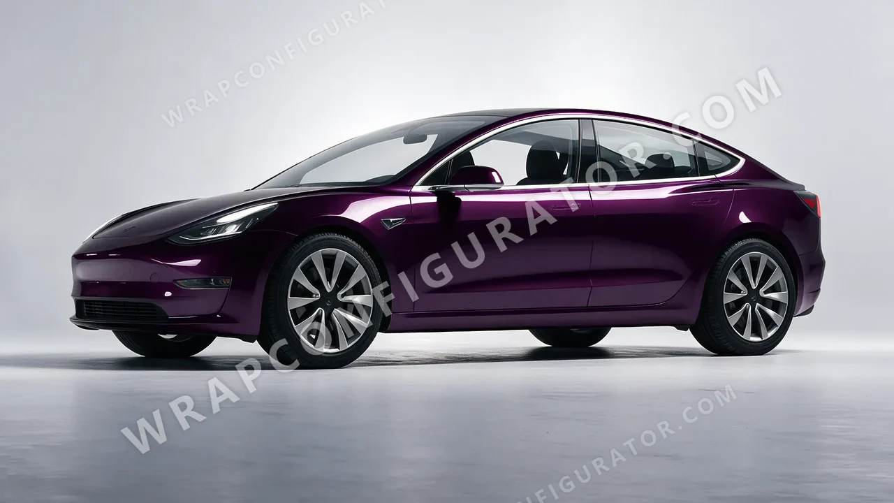 Purple Tesla Model 3 2019 wrapped in Colourshield PPF by HyperPro Midnight Purple GAF47-P