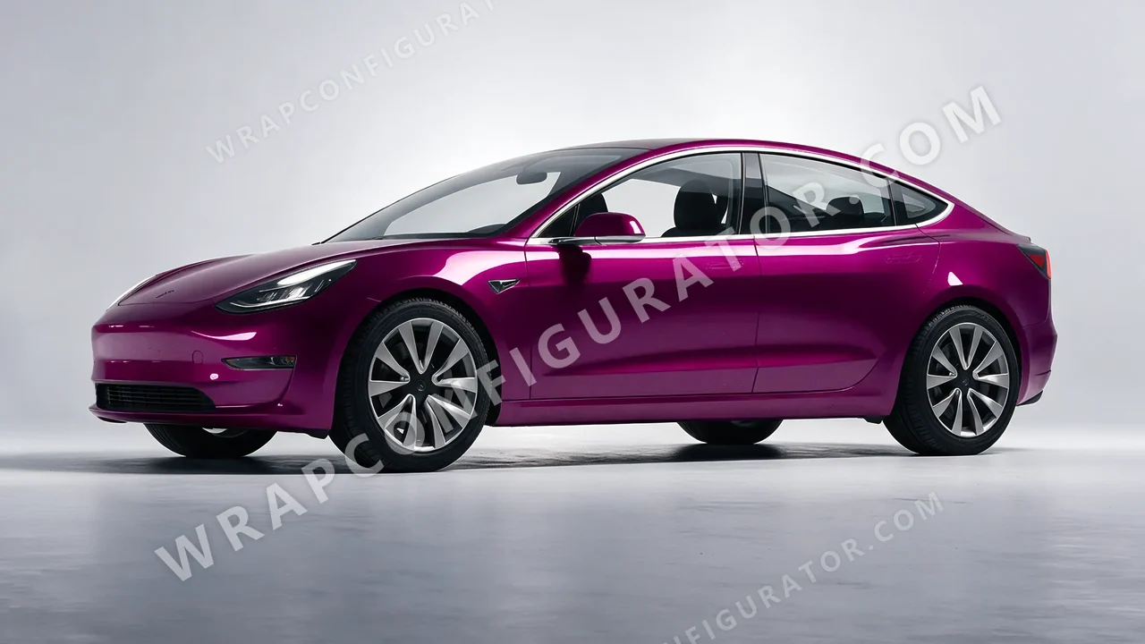 Purple Tesla Model 3 2019 wrapped in Colourshield PPF by HyperPro Mulberry Purple HGM80-P